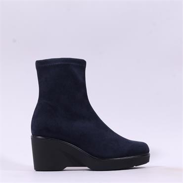 Miss Elastic Cushy Wedge Pull On Boot - Navy Suede
